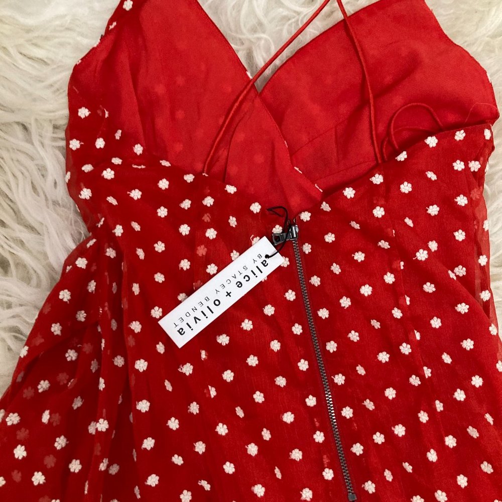 ALICE + OLIVIA Katie Floral Wrap Front Minidress - Picture 13 of 15